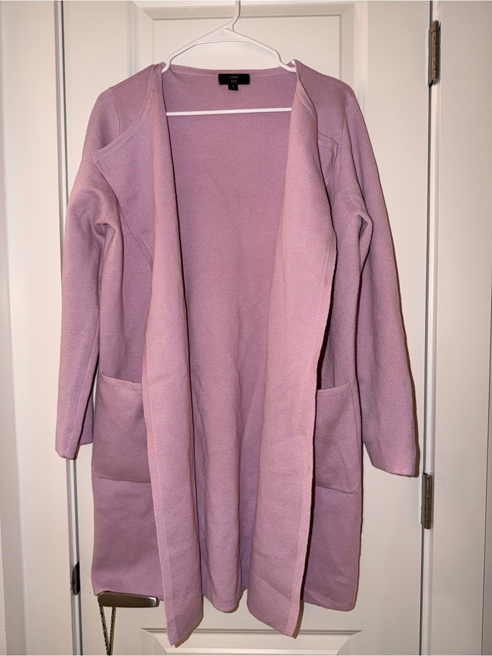 J. Crew Lavender Open-Front Long Cardigan